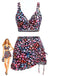 1940s-Floral-Twist-Front-Bikini-Set-Ruffled-Cover-Up, vintage, retro, swimwear