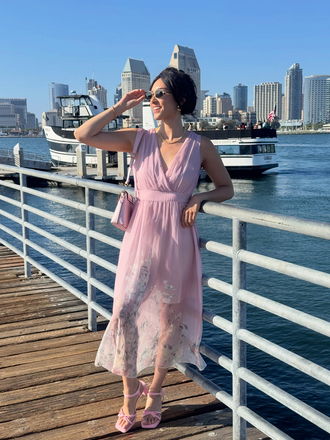 1940s Floral V-Neck Sleeveless Midi Dress, vintage dress, retro fashion - vintage inspired fashion