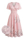 1940s Floral V-Neck High Waist Umbrella Dress, vintage dress, retro fashion, floral print - perfect for women who love vintage and retro fashion