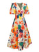 1940s Floral V-Neck Lantern Sleeve Dress, vintage dress, retro fashion, floral print - perfect for women who love vintage and retro fashion