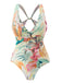 1940s Floral V-Neck Tie-Waist Swimsuit, vintage swimsuit, pin-up swimwear - perfect for women who love vintage and retro fashion