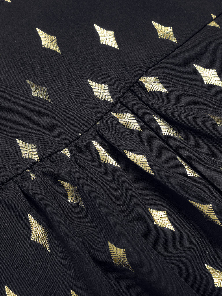 1940s Foil Stamping Stars V-Neck Blouse, vintage top, retro blouse - perfect for women who love vintage and retro fashion