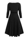 1940s Fur Collar V-Neck Belted Dress - vintage dress, retro fashion