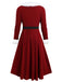 1940s Fur Collar V-Neck Belted Dress - vintage dress, retro fashion