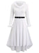 1940s Fur Collar V-Neck Belted Dress - vintage dress, retro fashion