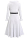1940s Fur Collar V-Neck Belted Dress - vintage dress, retro fashion