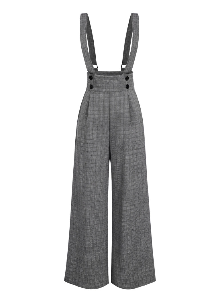 1940s Glen Plaid Buttoned Overall Pants: 1940s power dressing, reimagined