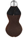 1940s Glitter Halter Cutout Bow One-Piece Swimsuit - vintage swimsuit, pin-up style