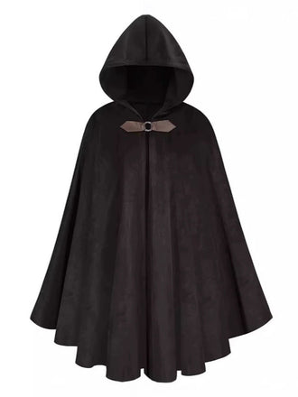 1940s Halloween Medieval Faux-Suede Cloak - vintage fashion, retro style