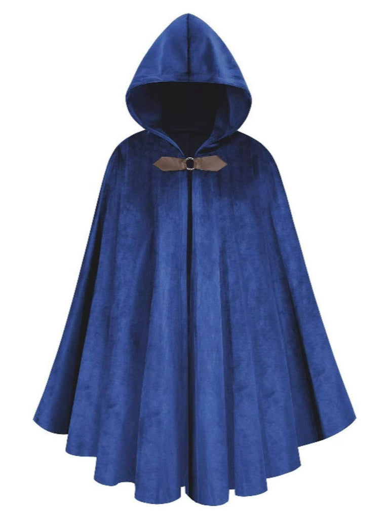 1940s Halloween Medieval Faux-Suede Cloak - vintage fashion, retro style