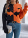 1940s Halloween Pumpkin Face ColorBlock Knit Sweater - vintage fashion, retro style