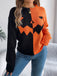 1940s Halloween Pumpkin Face ColorBlock Knit Sweater - vintage fashion, retro style