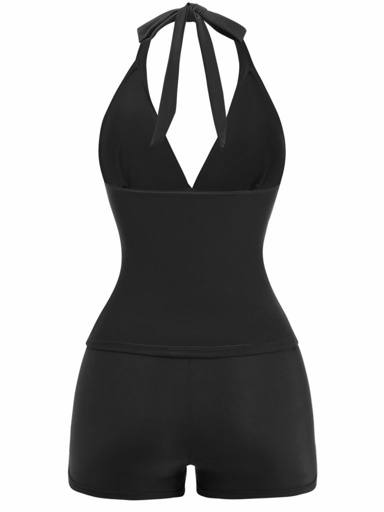 1940s Halter Boy Short Tankini Set - vintage fashion, retro style for vintage lovers