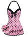 1940s Halter Dot Bow One-Piece Swimsuit | vintage swimwear, retro swimsuit, pin-up style - perfect for retro fashion enthusiasts