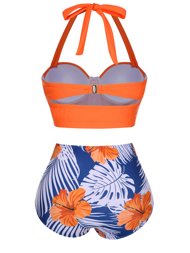 1940s Halter Flowers Pleated Bikini | 1940s | vintage swimsuit, retro beachwear