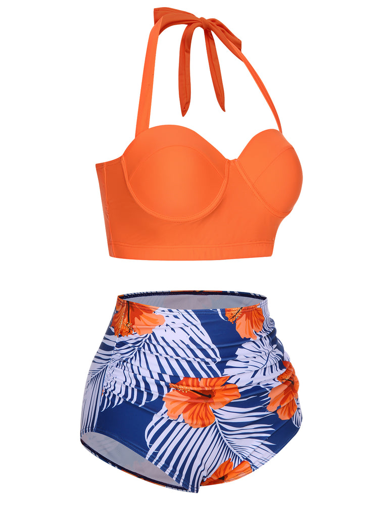 1940s Halter Flowers Pleated Bikini | 1940s | vintage swimsuit, retro beachwear