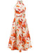 She slips into this 1940s Halter Lace-Up Printed Sleeveless Dress and suddenly it's a 1940s daydream