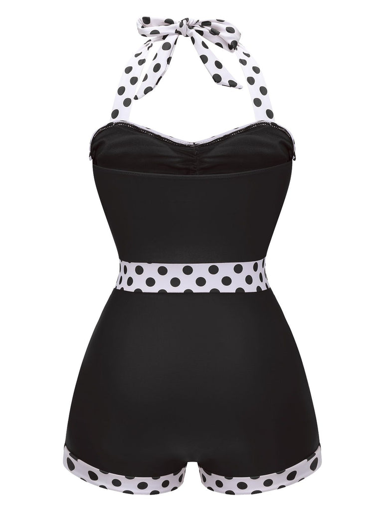 1940s Halter Patchwork One-piece Swimsuit: timeless style reimagined