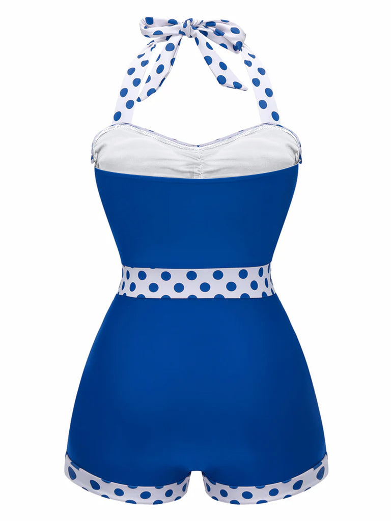 1940s Halter Patchwork One-piece Swimsuit: timeless style reimagined
