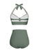 She's wearing 1940s Halter Pleated Solid Swimsuit and the whole beach remembers the 1940s