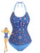 1940s Halter Retro Floral Prints Tankini Set - vintage fashion, retro style