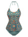 1940s Halter Retro Floral Prints Tankini Set - vintage fashion, retro style