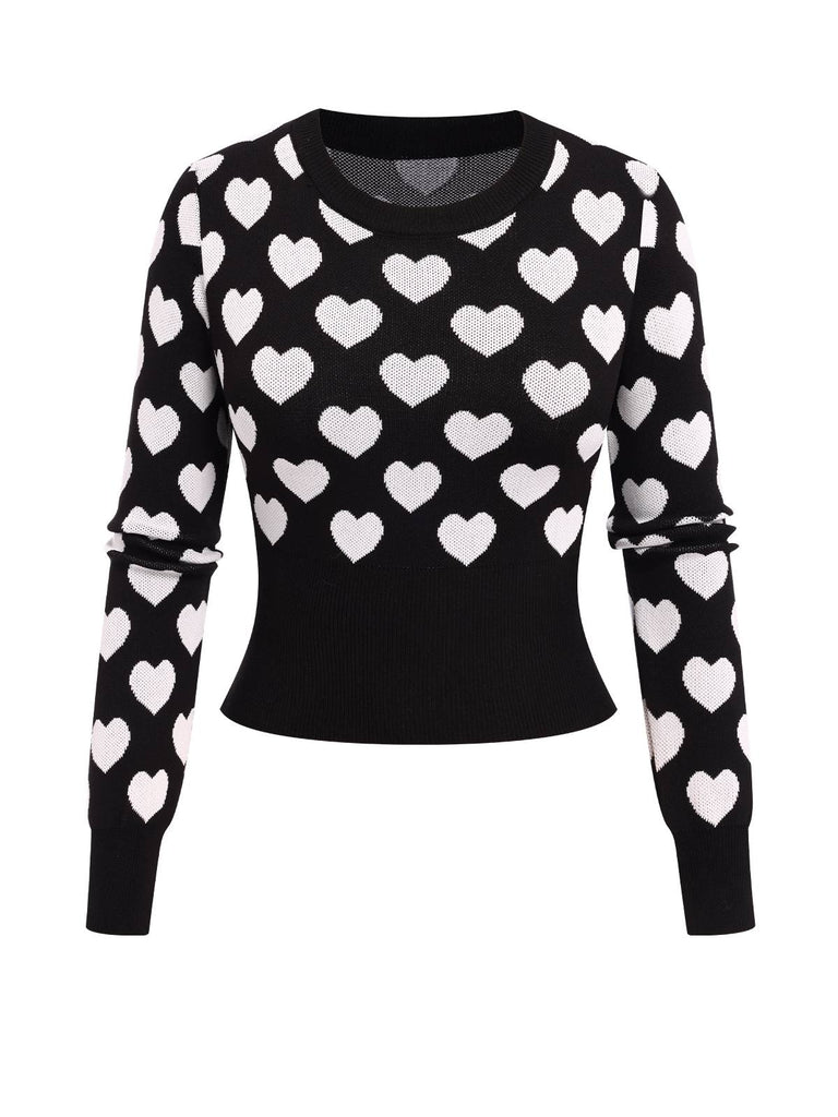 She finds her 1940s story in this 1940s Hearts Contrast Short Sweater
