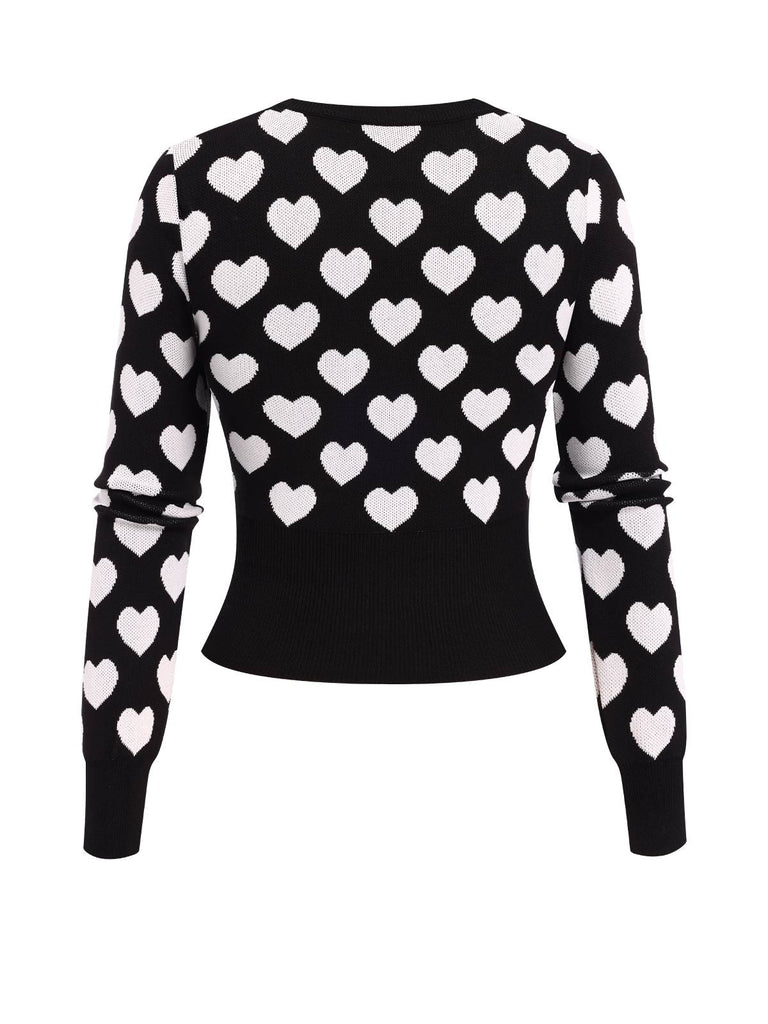 1940s Hearts Contrast Short Sweater | 1940s | vintage fashion, retro style