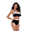 1940s High-Waist Colorblock Ruffled Halter Swimsuit — 1940s poolside glamour meets sun-drenched confidence