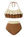1940s High-Waist Colorblock Ruffled Halter Swimsuit — because 1940s glamour never goes out of style