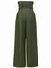 1940s High-Waist Metal Belt PU Leather Wide-Leg Pants - vintage fashion, retro style