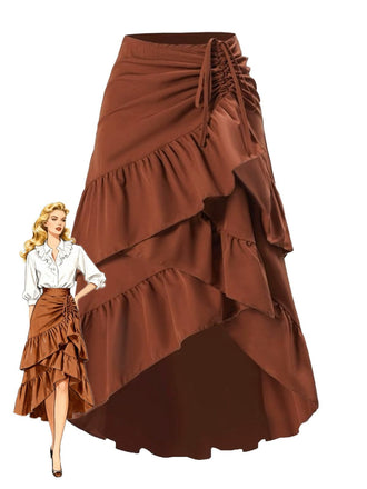 1940s High-Waist Paneled Ruffle Hem Skirt - vintage skirt, retro style