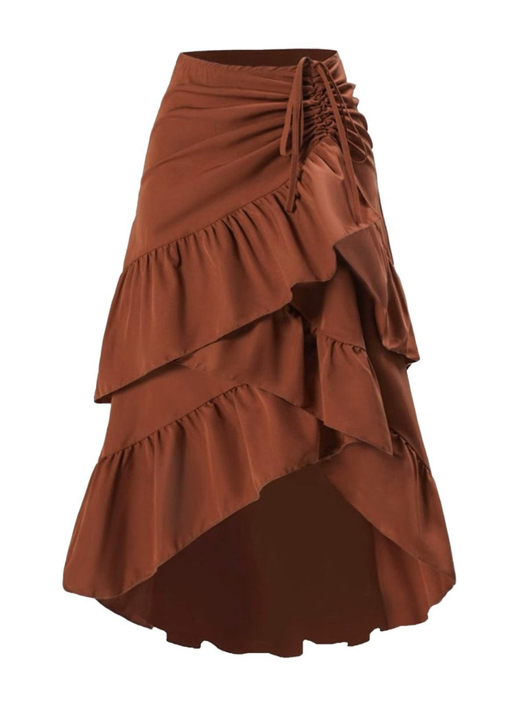 1940s High-Waist Paneled Ruffle Hem Skirt - vintage skirt, retro style