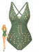 1940s Hollow Out Metal Buckle One-Piece Swimsuit 5