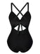 & 1940s Hollow Waist Patchwork Swimsuit — 1940s poolside glamour meets sun-drenched confidence