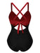 She's wearing & 1940s Hollow Waist Patchwork Swimsuit and the whole beach remembers the 1940s