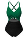 & 1940s Hollow Waist Patchwork Swimsuit: 1940s Riviera elegance, reimagined for her
