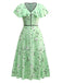 1940s Irregular Dots V-Neck Ruffled Dress - vintage dress, retro fashion