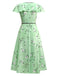 1940s Irregular Dots V-Neck Ruffled Dress - vintage dress, retro fashion