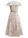 1940s Irregular Dots V-Neck Ruffled Dress - vintage dress, retro fashion