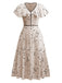1940s Irregular Dots V-Neck Ruffled Dress - vintage dress, retro fashion