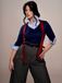 Blue & Gray 1940s Knit Colorblock 3/4 Sleeve Shirt Jumpsuit - vintage jumpsuit, retro fashion