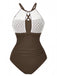 1940s Lace Patchwork Halter One-Piece Swimsuit - vintage swimwear, retro swimsuit, pin-up style for vintage lovers