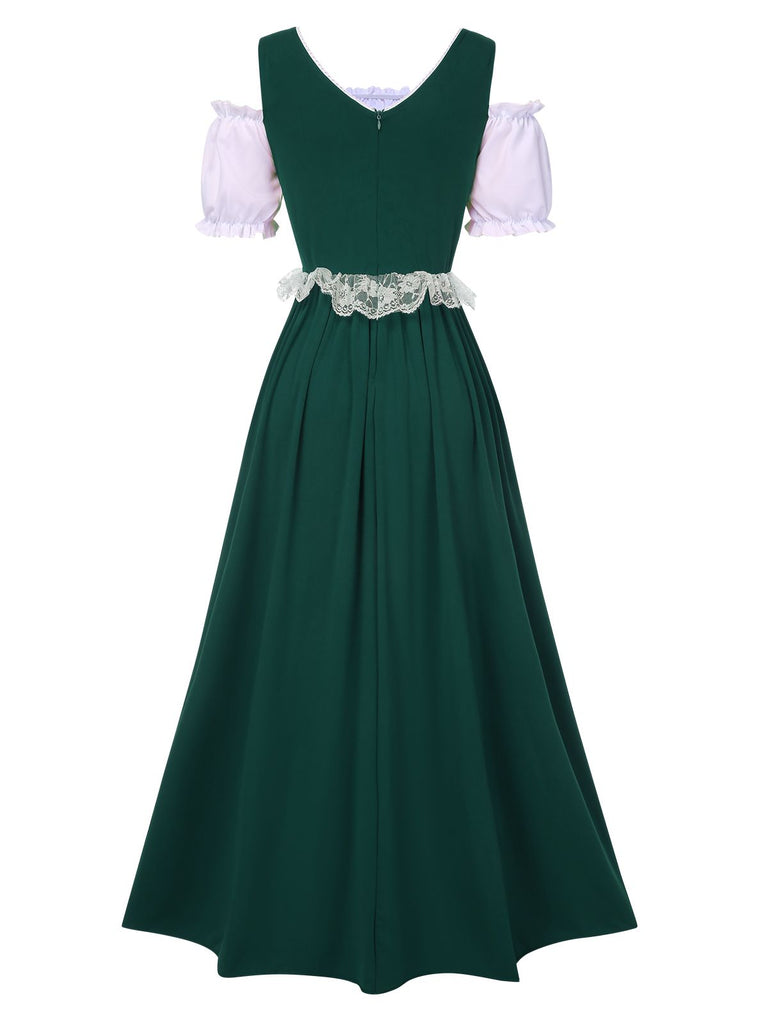 1940s Lace Puff Patchwork Dress & Ribbon, vintage dress, retro fashion, lace detail - perfect for women who love vintage and retro fashion