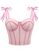 She pairs this 1940s Lace-Up Bow Mesh Corset Crop Camisole with confidence and 1940s charm