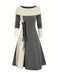 This 1940s Lace-Up Colorblock Off-Shoulder Dress wraps her in 1940s elegance, one twirl at a time