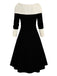 1940s Lace-Up Colorblock Off-Shoulder Dress — a 1940s silhouette that turns sidewalks into runways