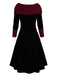 1940s Lace-Up Colorblock Off-Shoulder Dress: where 1940s romance meets her modern spirit