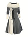 This 1940s Lace-Up Colorblock Off-Shoulder Dress wraps her in 1940s elegance, one twirl at a time