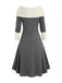 1940s Lace-Up Colorblock Off-Shoulder Dress — the kind of 1940s dress that makes strangers smile